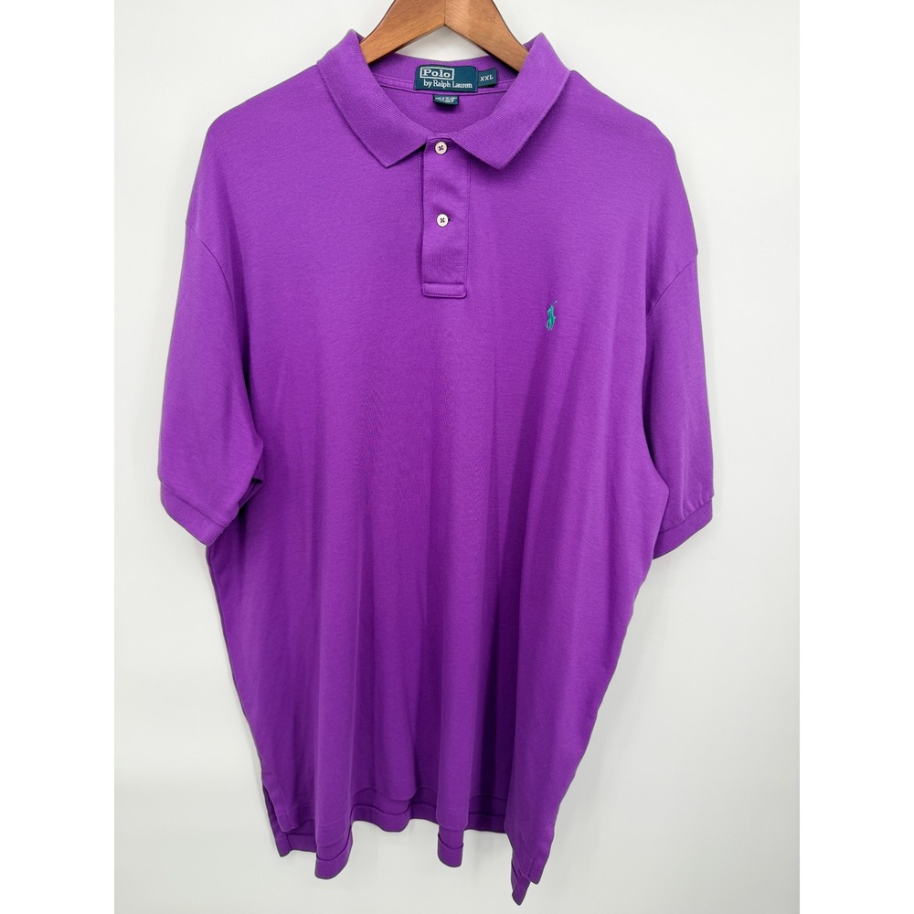 Polo Ralph Lauren Polo Shirt Men XXL Purple Excellent Short Sleeve Teal Pony